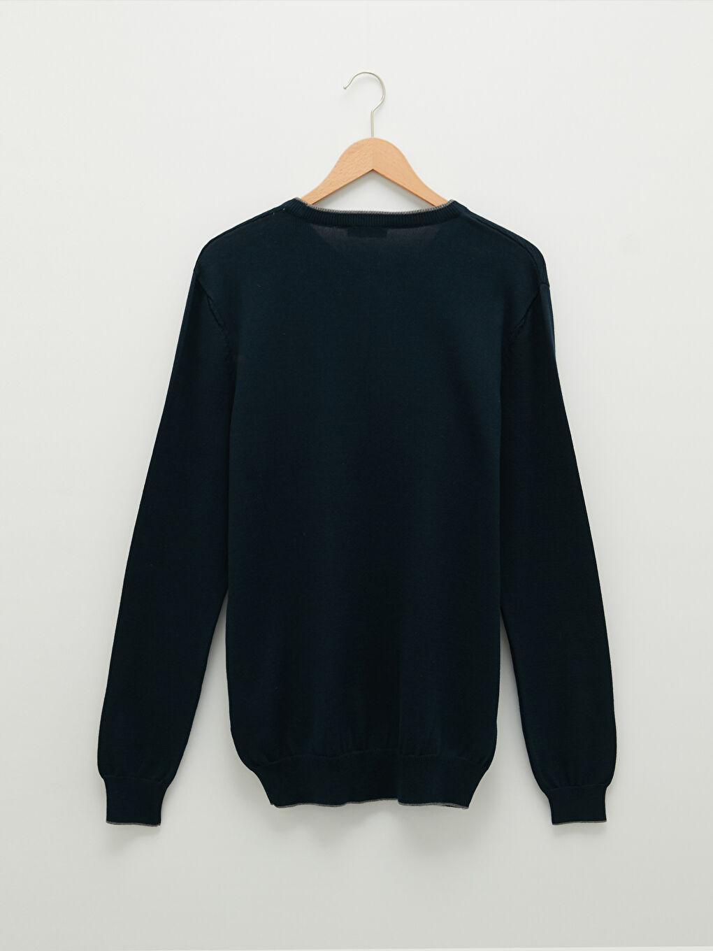 Lacivert Bisiklet Yaka Uzun Kollu İnce Erkek Triko Kazak-6