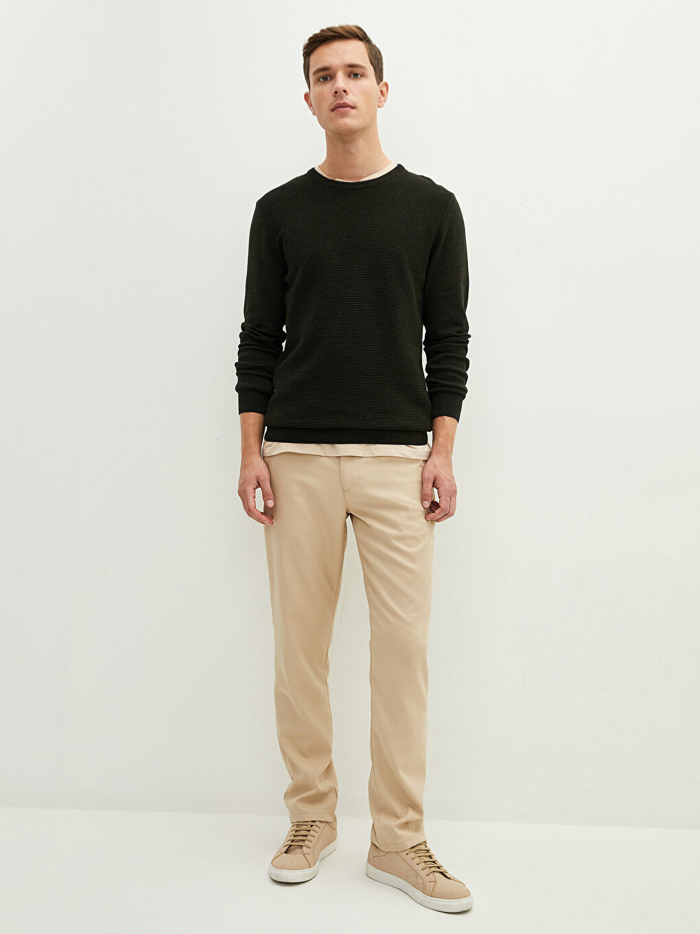 Ерлерге арналған трикотаж ұзын жең жұқа жемпір-3