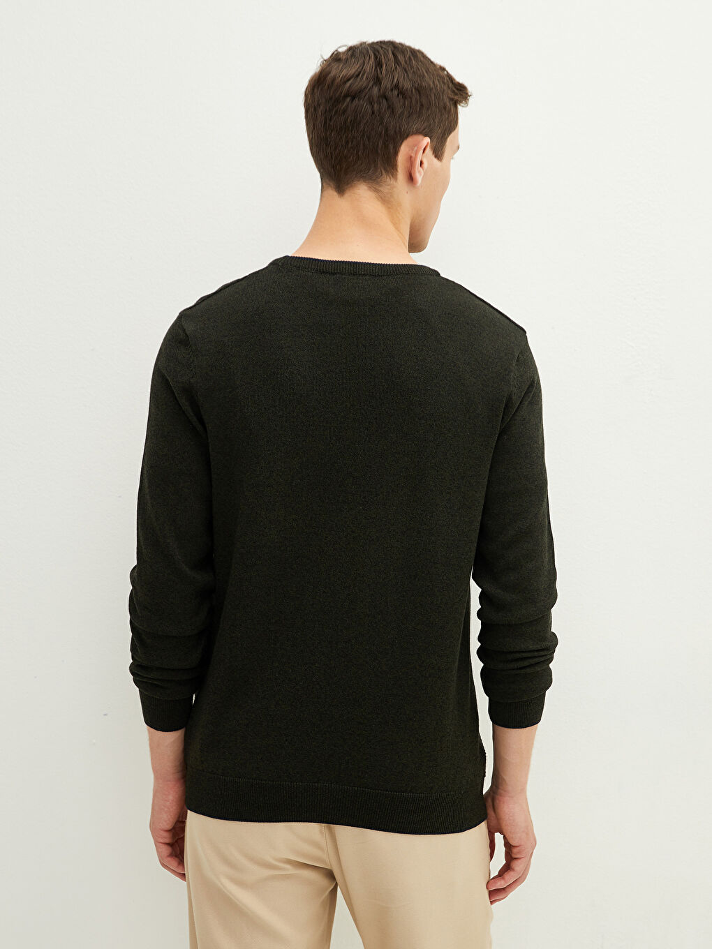 Ерлерге арналған трикотаж ұзын жең жұқа жемпір-4