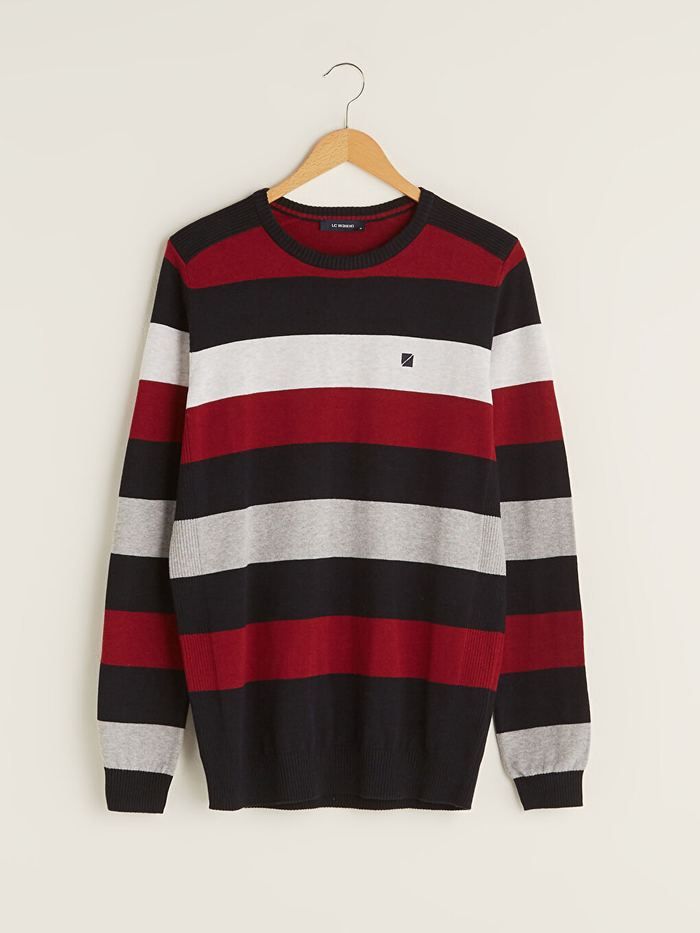 LCWAIKIKI Classic Crew Neck Long Sleeve Striped Men's Knitwear Sweater -W10748Z8-HQR