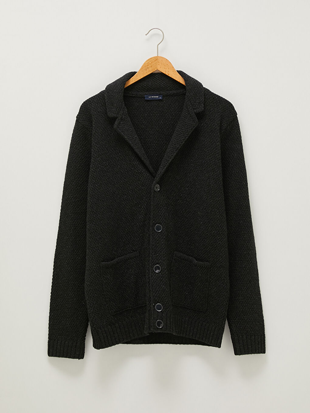 Antrasit Slim Fit Ceket Yaka Kalın Erkek Triko Hırka-6