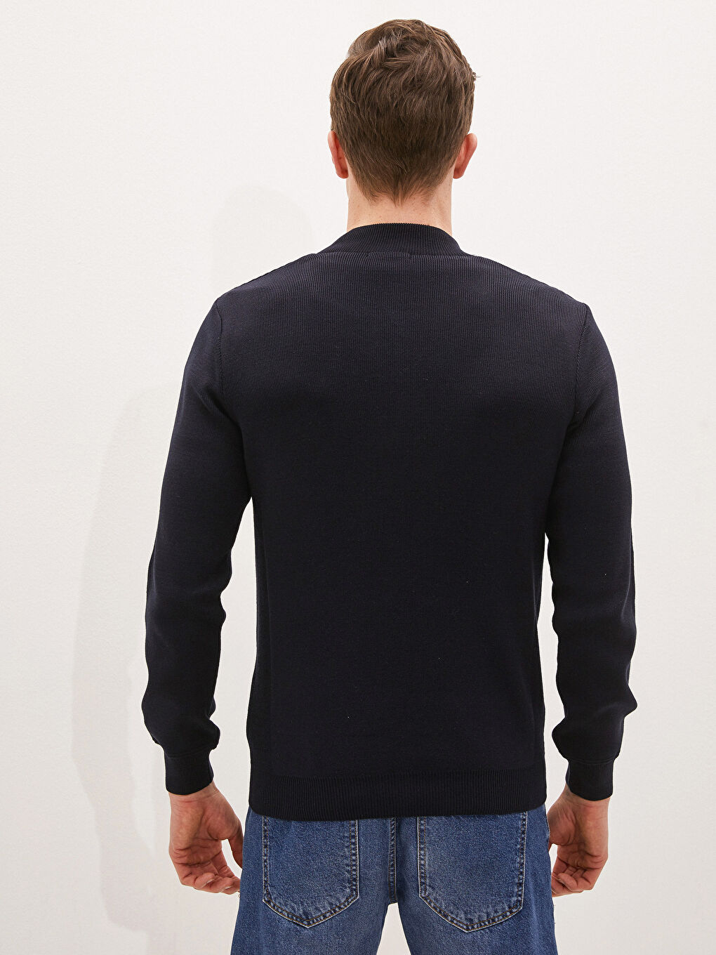 Кардиган Мужской Вязаный Приталенный С Узором Воротник Колледж-4