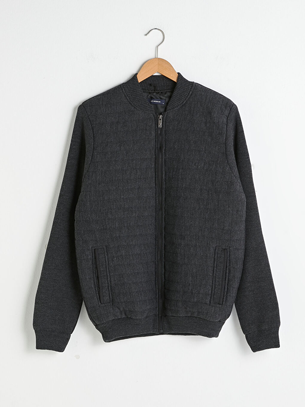 Gri Standart Kalıp Kolej Yaka Kalın Erkek Triko Hırka-6