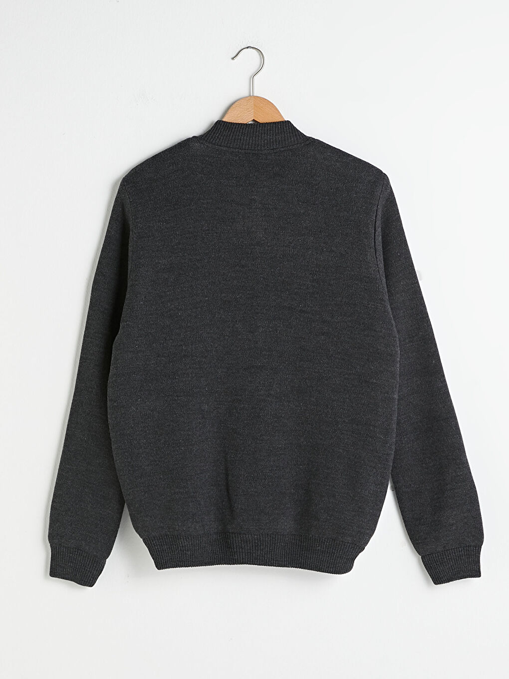 Gri Standart Kalıp Kolej Yaka Kalın Erkek Triko Hırka-7