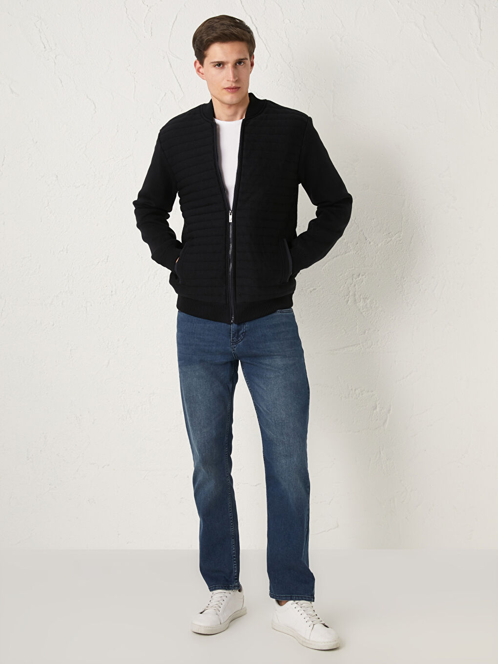 كارديجان تريكو سادة كلية تخين للرجال-2