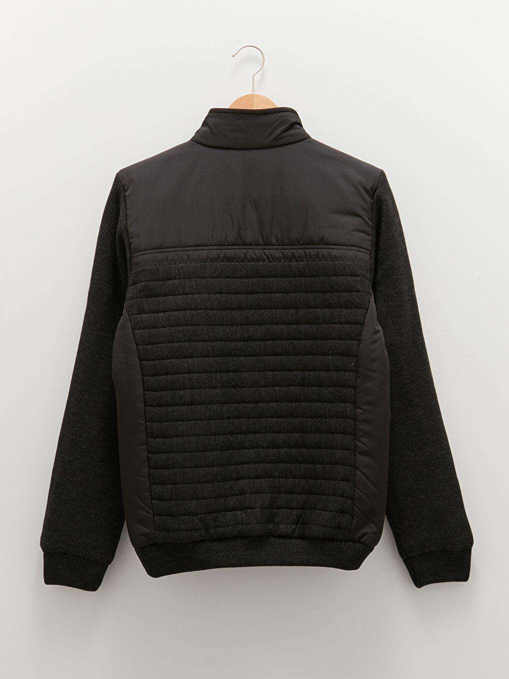 Gri Standart Kalıp Dik Yaka Erkek Hırka-5