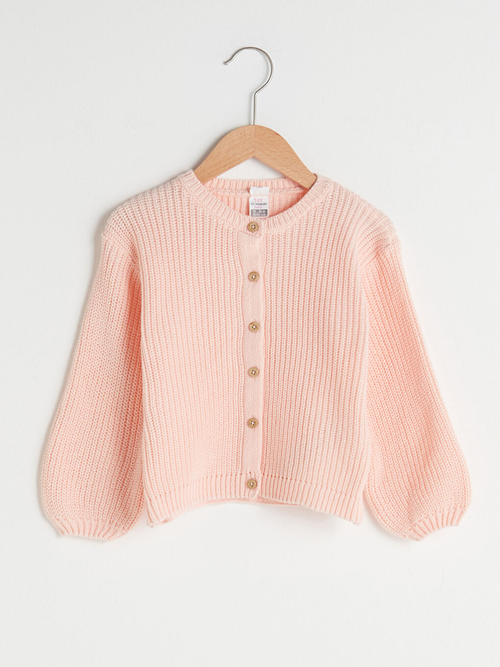 Crew Neck Long Sleeve Basic Baby Girl Tricot Cardigan