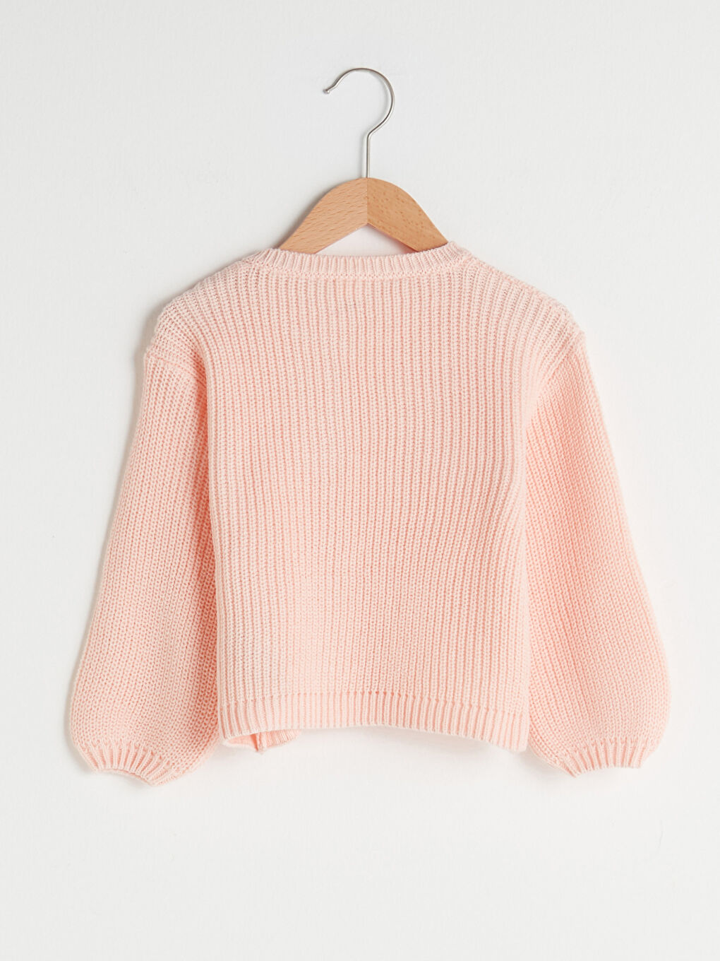 Crew Neck Long Sleeve Basic Baby Girl Tricot Cardigan-1