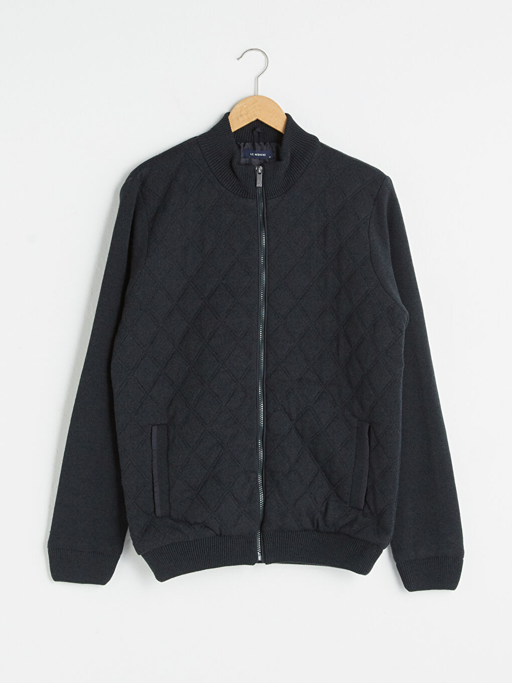 Yeşil Standart Kalıp Dik Yaka Erkek Hırka-6