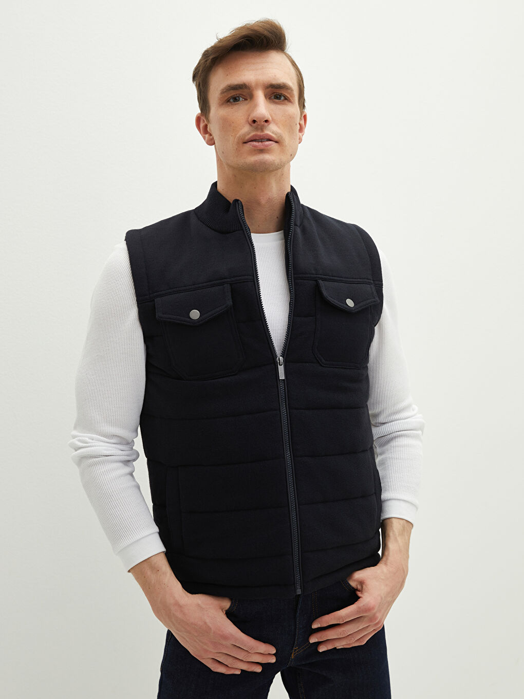 Standard Fit Funnel Neck Men's Waistcoat