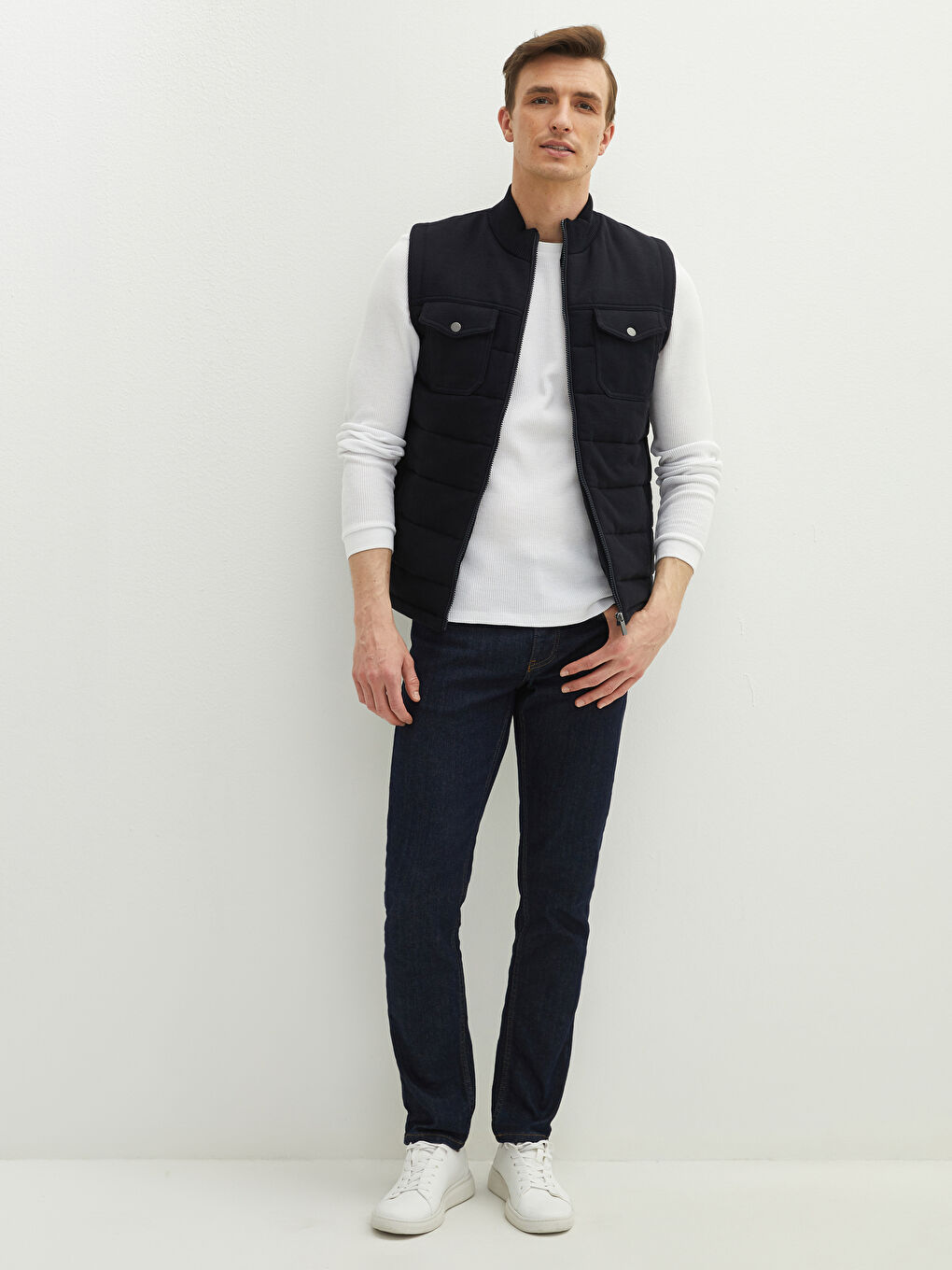 Standard Fit Funnel Neck Men's Waistcoat-3