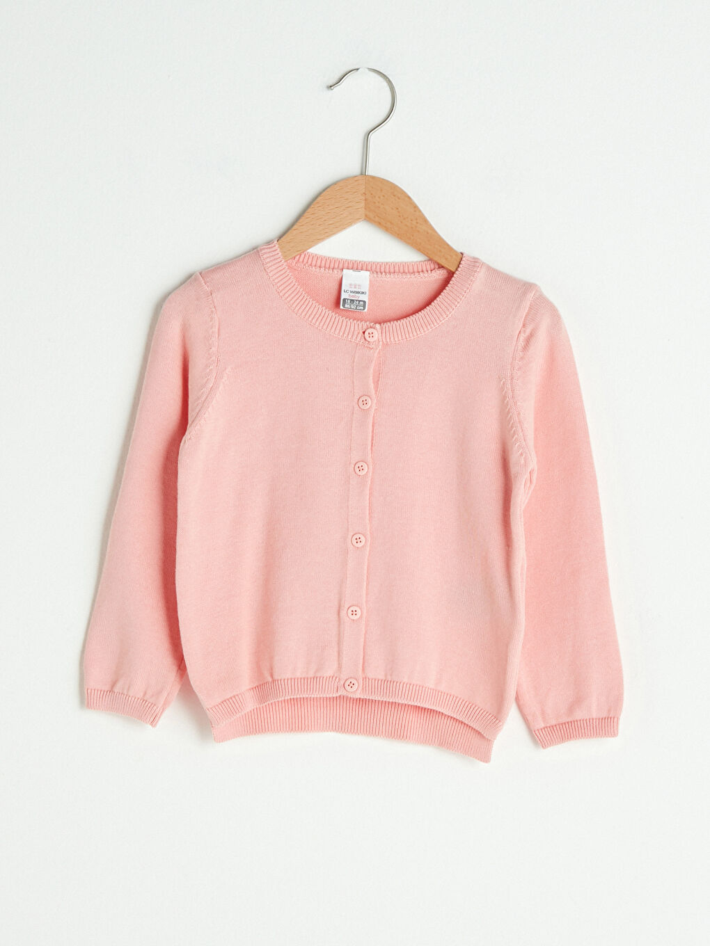 Crew Neck Long Sleeve Basic Baby Girl Tricot Cardigan