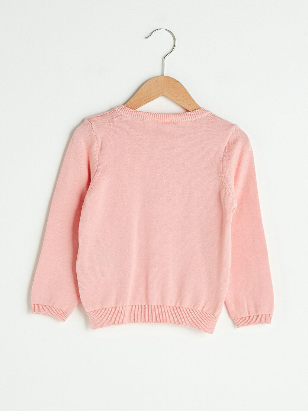 Crew Neck Long Sleeve Basic Baby Girl Tricot Cardigan-1