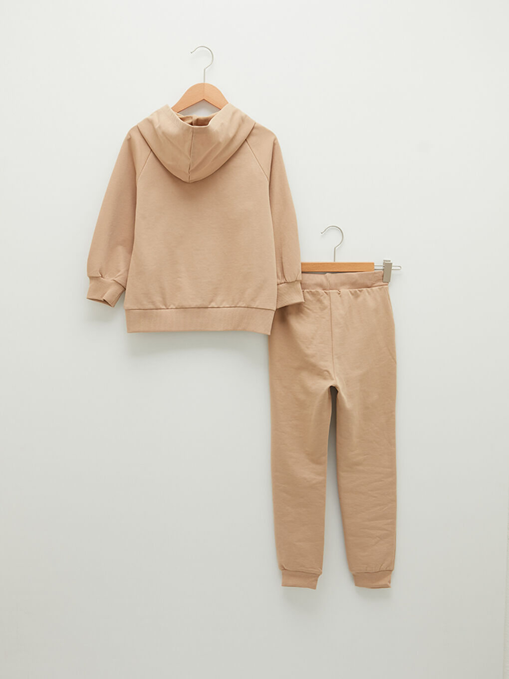 Hooded Basic Long Sleeve Girls' Zippered Sweatshirt and Sweatpants-1