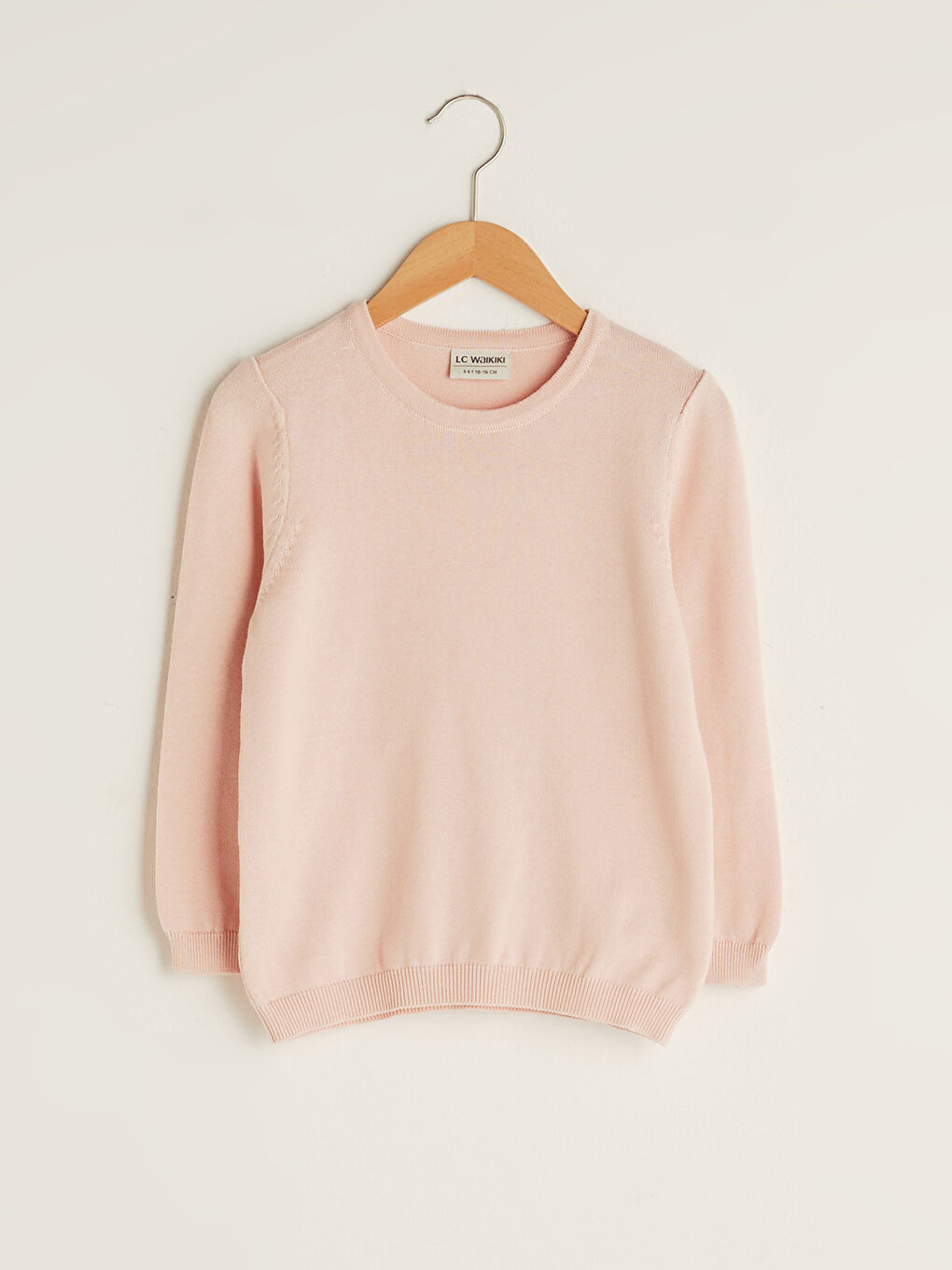 Pembe Bisiklet Yaka Basic Uzun Kollu Kız Çocuk İnce Triko Kazak