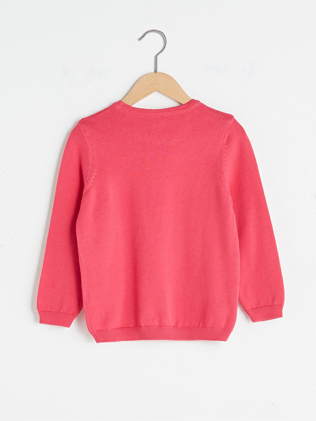 Crew Neck Basic Long Sleeve Girl Thin Tricot Sweater-1