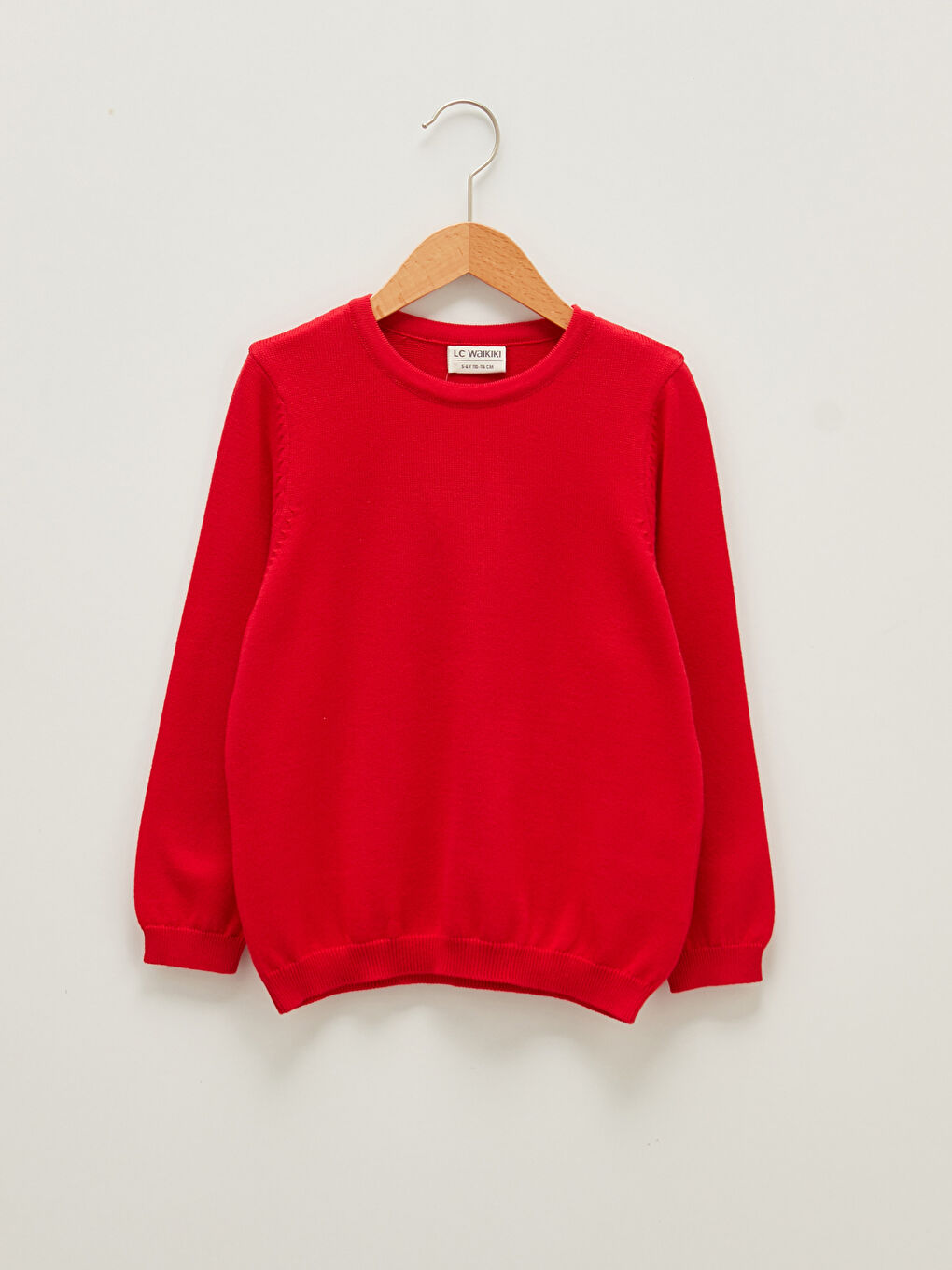 Kırmızı Bisiklet Yaka Basic Uzun Kollu Kız Çocuk İnce Triko Kazak