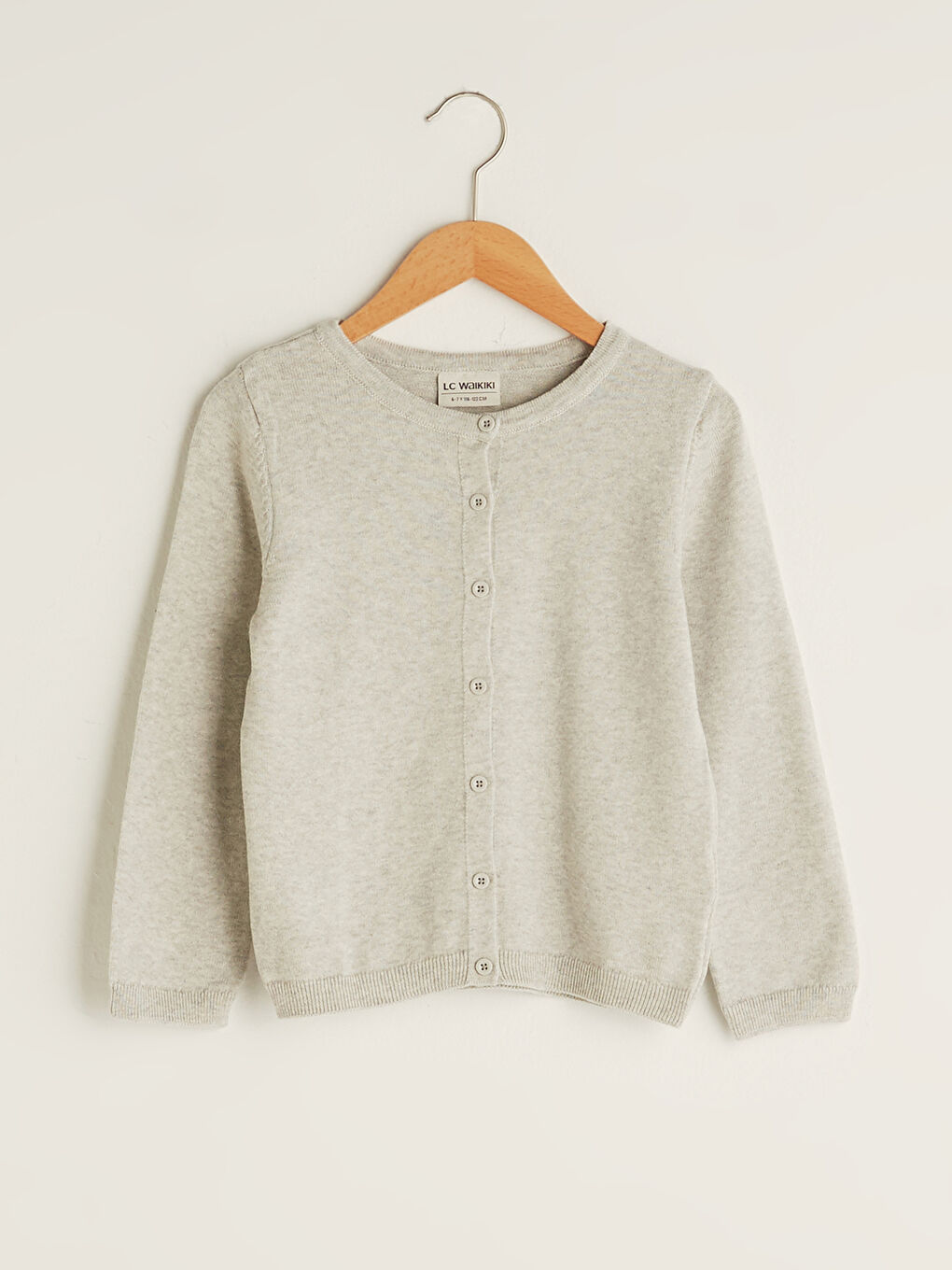 Кардиган с круглым вырезом, базовый, с длинным рукавом, облегающий, трикотажный, для девочек