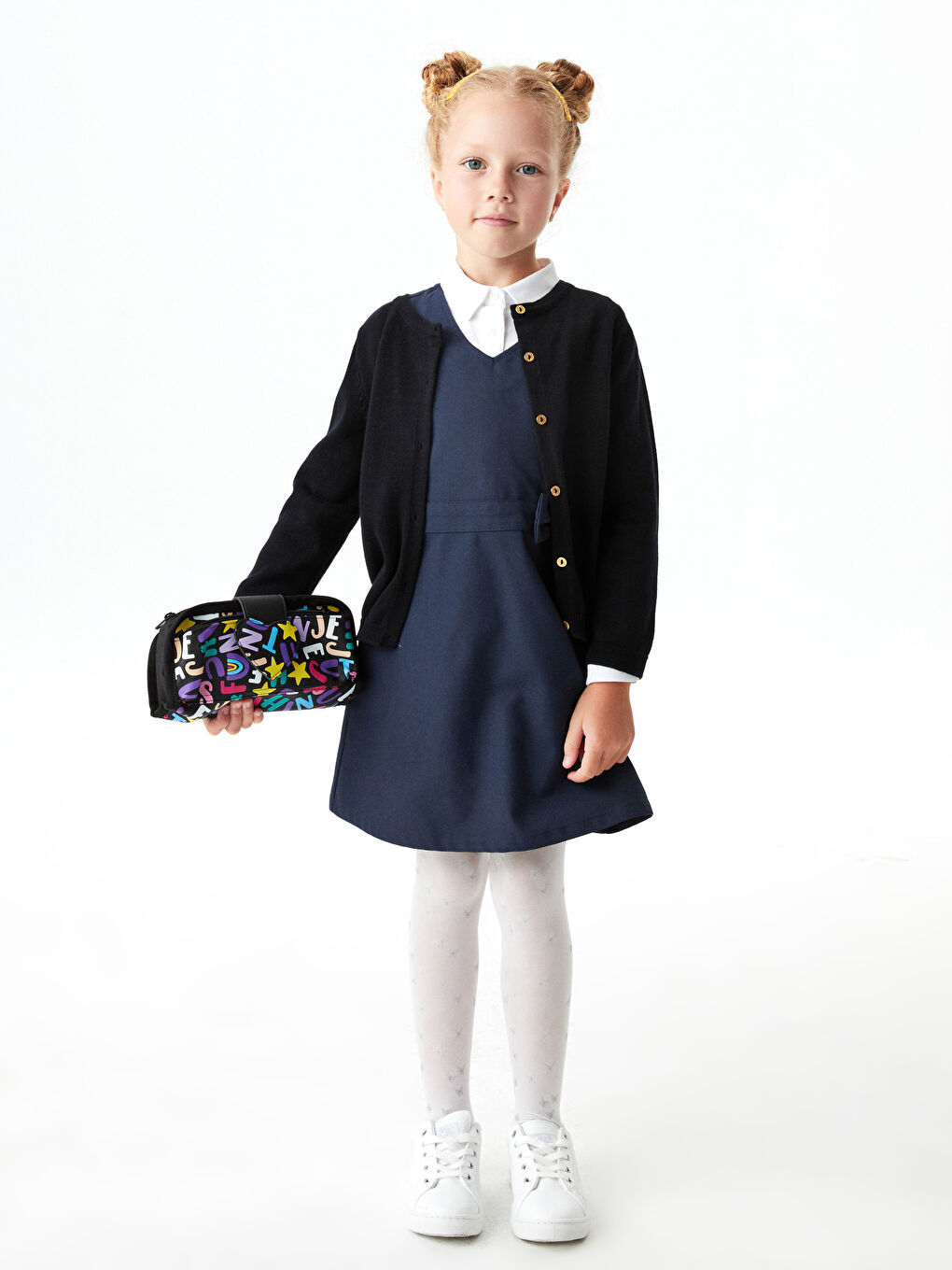 Crew Neck Basic Long Sleeve Girls Slim Knitwear Cardigan-1