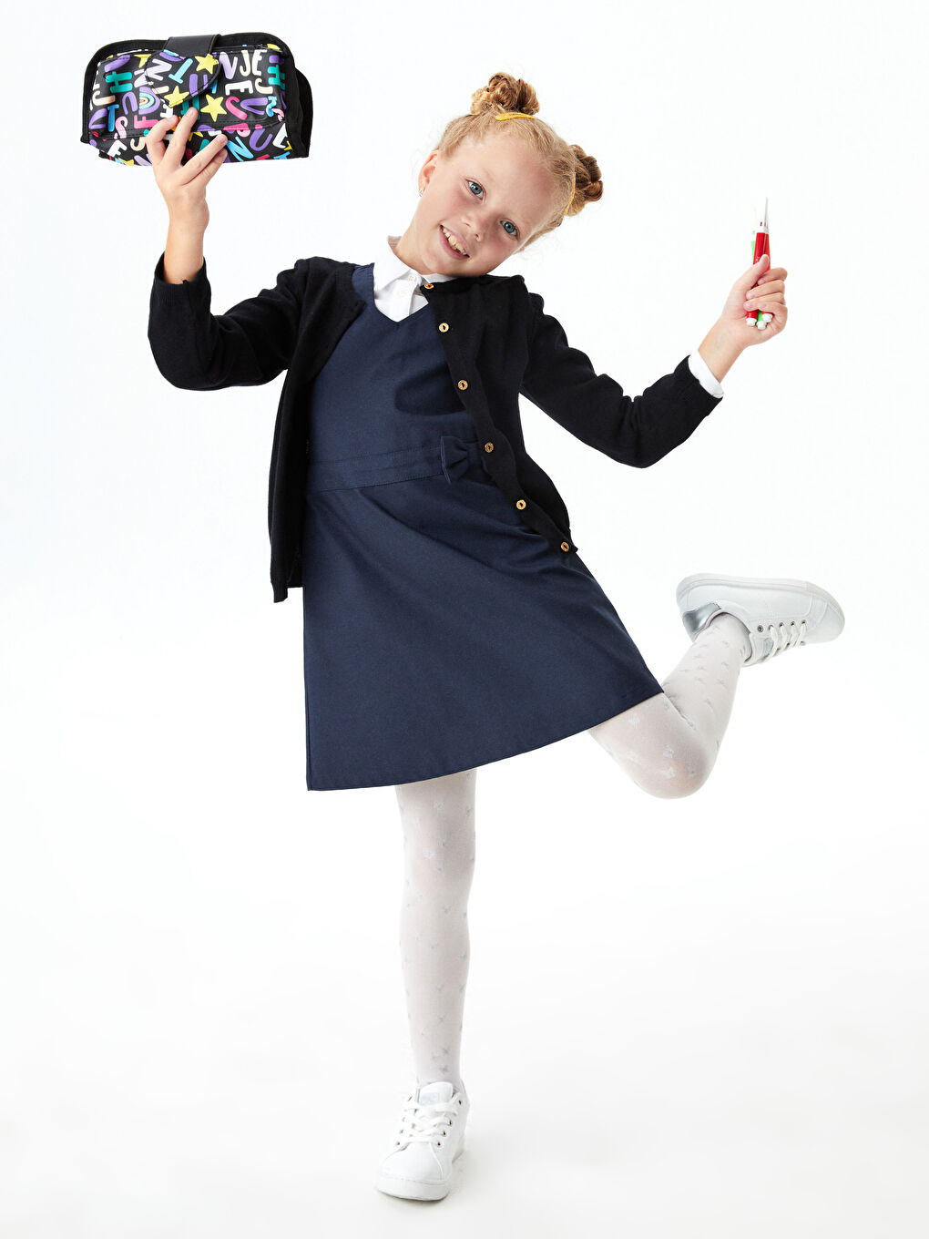 Crew Neck Basic Long Sleeve Girls Slim Knitwear Cardigan-3