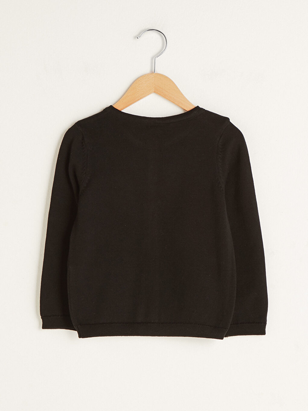 Crew Neck Basic Long Sleeve Girls Slim Knitwear Cardigan-5