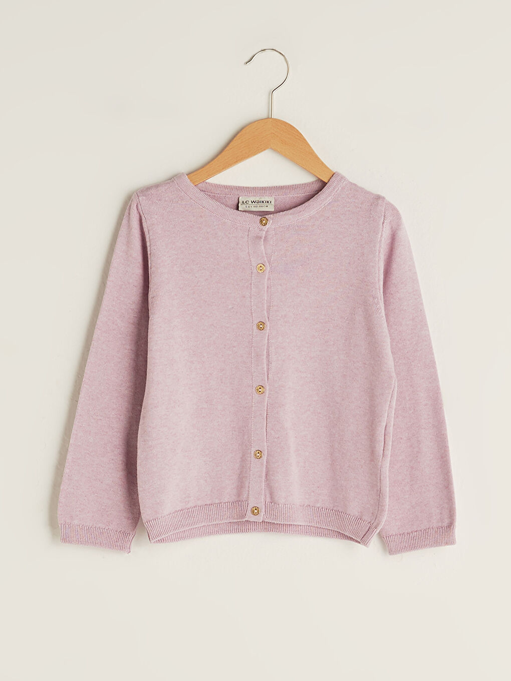 Lila Bisiklet Yaka Basic Uzun Kollu Kız Çocuk İnce Triko Hırka