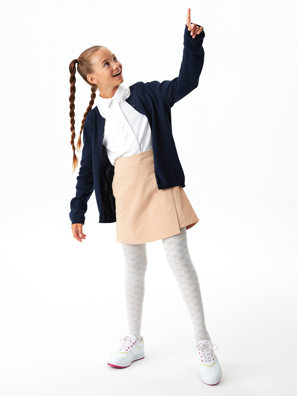 Crew Neck Basic Long Sleeve Girls Slim Knitwear Cardigan-1