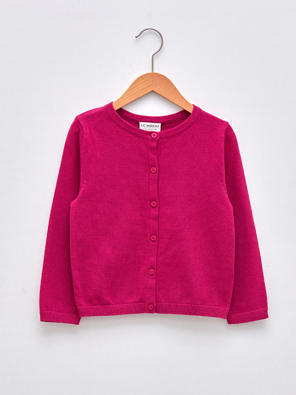 Crew Neck Basic Long Sleeve Girls Slim Knitwear Cardigan