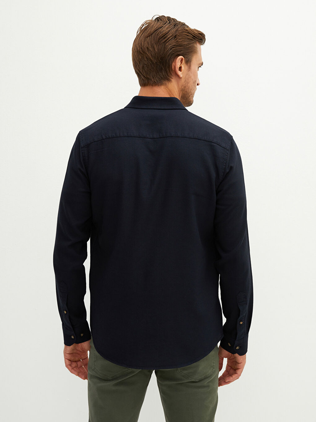 ерлерге арналған тар пішім ұзын жең добби матасы жейде-4