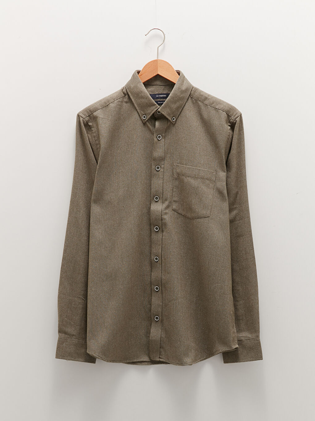 Regular Fit Long Sleeve Dobby Fabric Men's Shirt-5