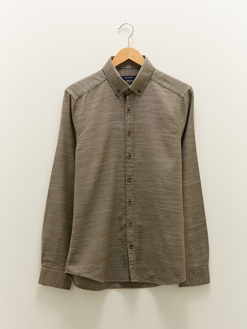 Рубашка Мужская Слим Фит С Длинным Рукавом Из Ткани Добби-5