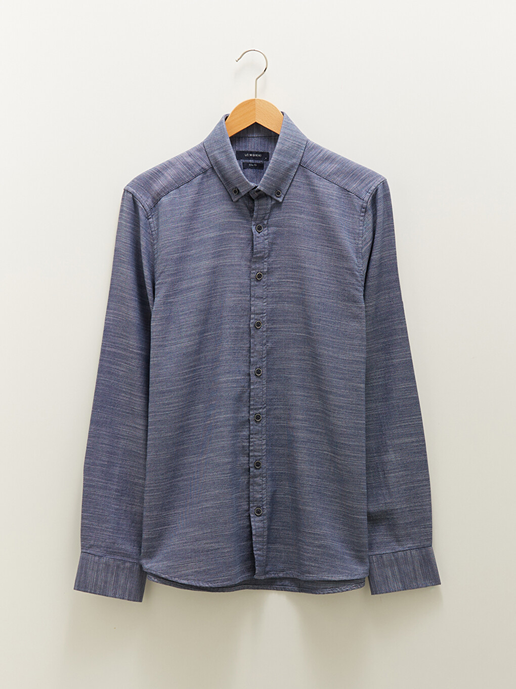 Slim Fit Long Sleeve Dobby Men's Shirt-5