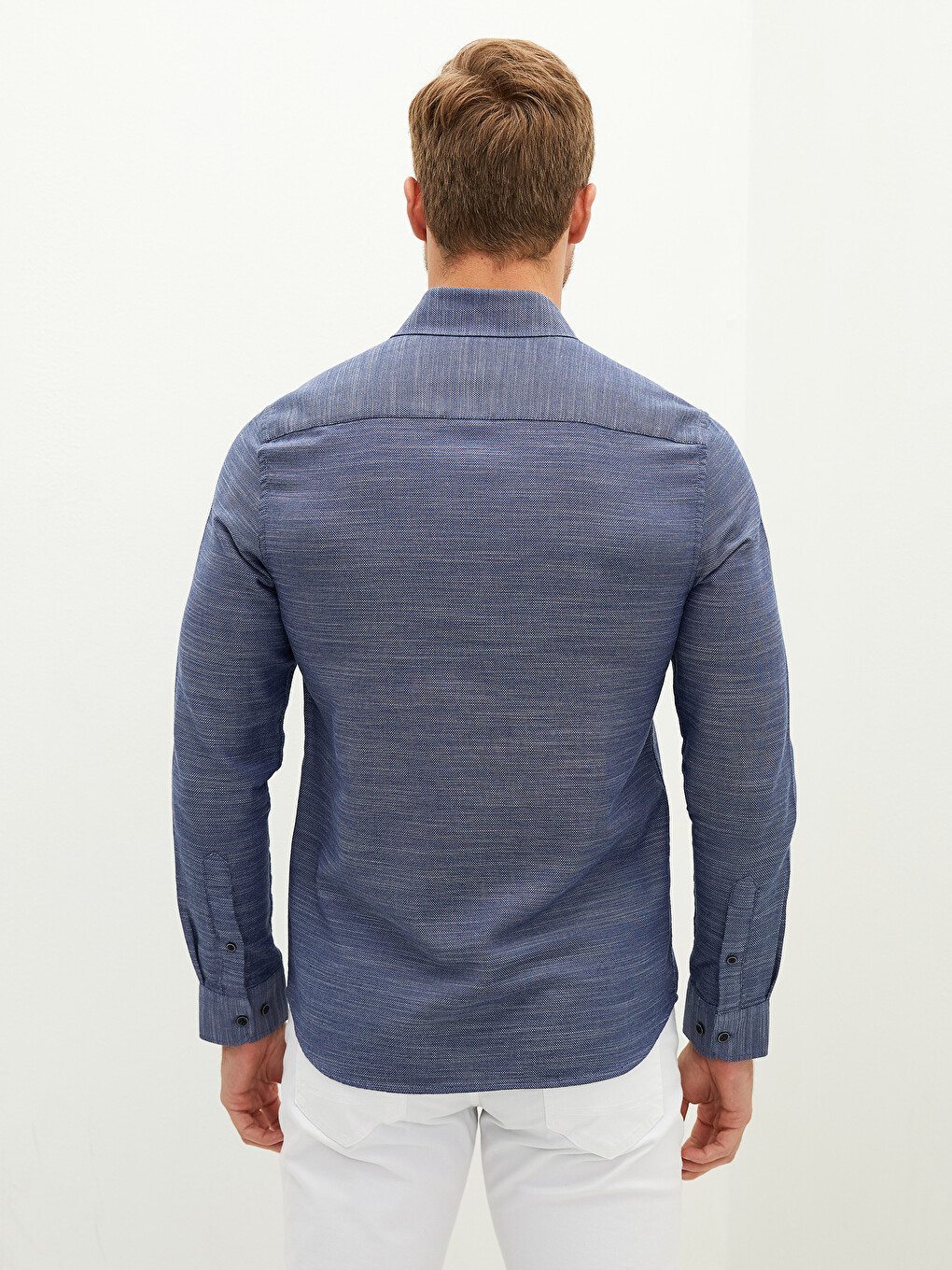 Slim Fit Long Sleeve Dobby Men's Shirt-4