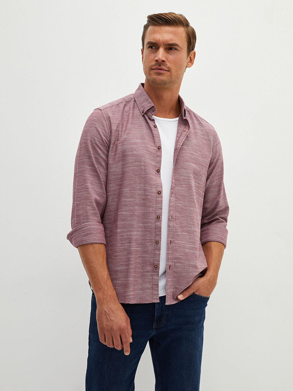LCWAIKIKI Classic Chemise Pour Hommes Coupe Svelte Dobby Manches Longues -W10807Z8-CZF