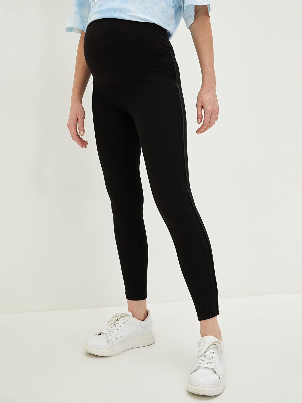 Belly Panel Plain Maternity Leggings-2