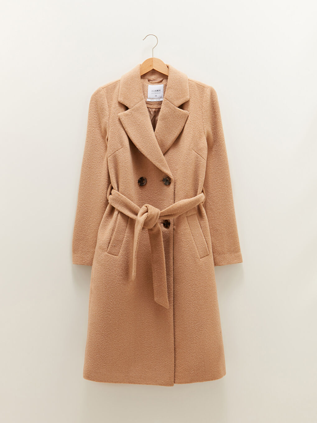 LCWAIKIKI Classic Hemdkragen Reguläre Taille Gürtel Langarm Wollmischung-Mantel für Damen -W10834Z8-RNM
