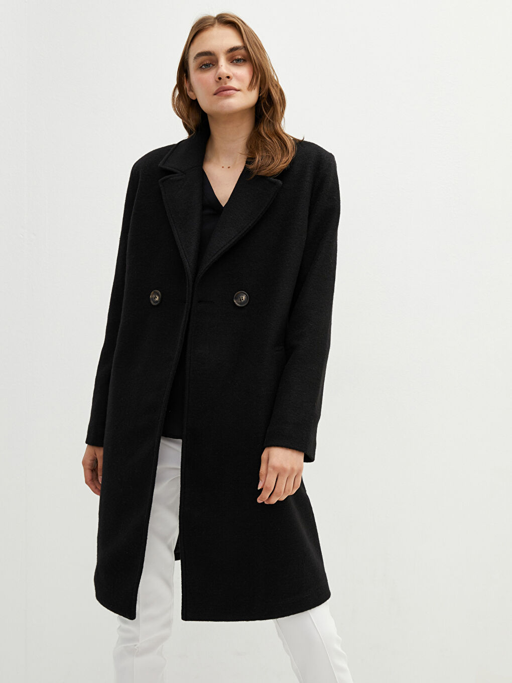 Пальто Женское Cachet С Карманами, Отложным Воротником И Длинными Рукавами-2