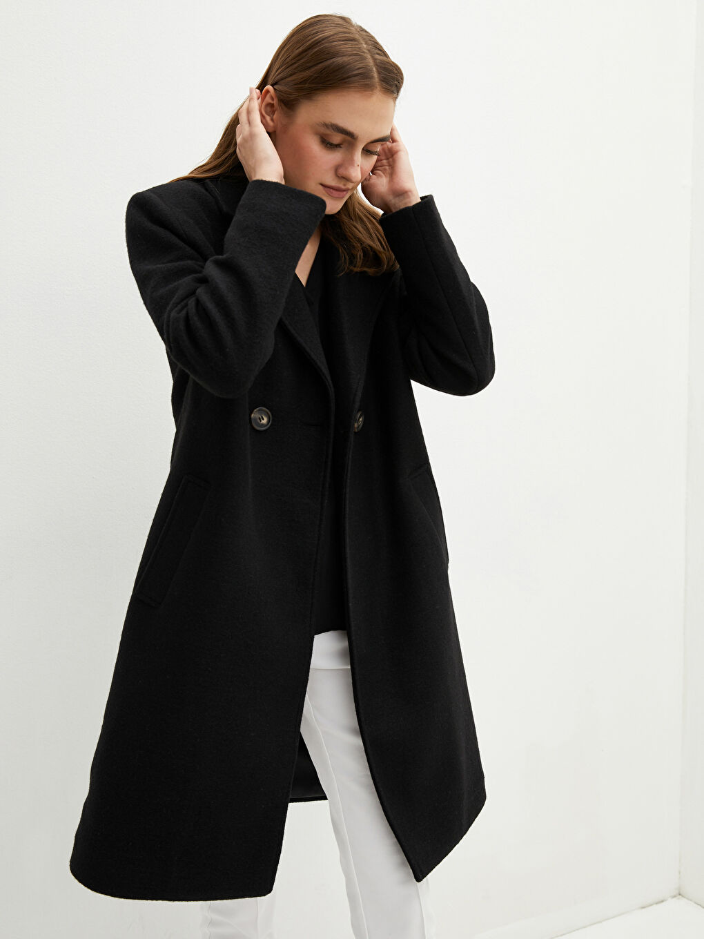 Пальто Женское Cachet С Карманами, Отложным Воротником И Длинными Рукавами-3