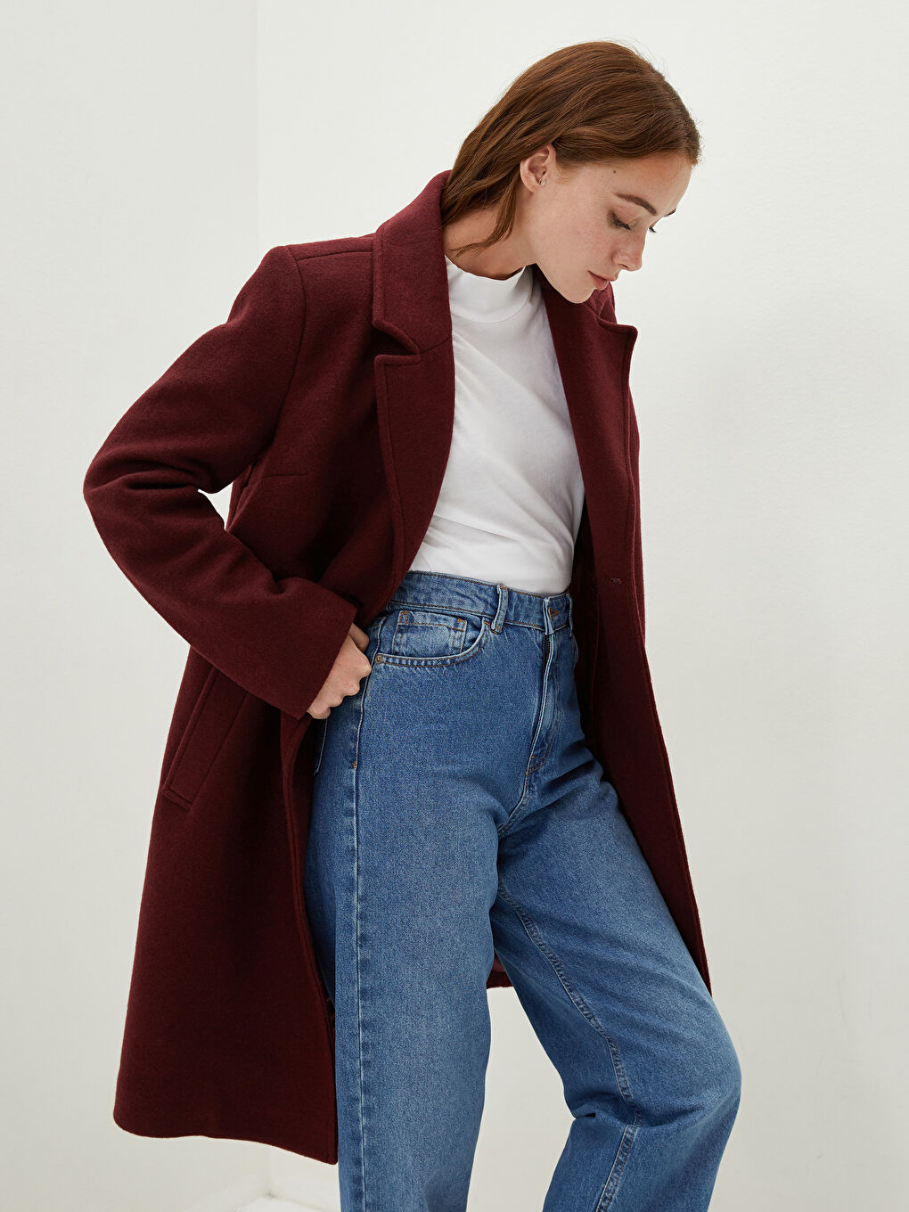 Пальто Женское Cachet С Карманами, Отложным Воротником И Длинными Рукавами-1