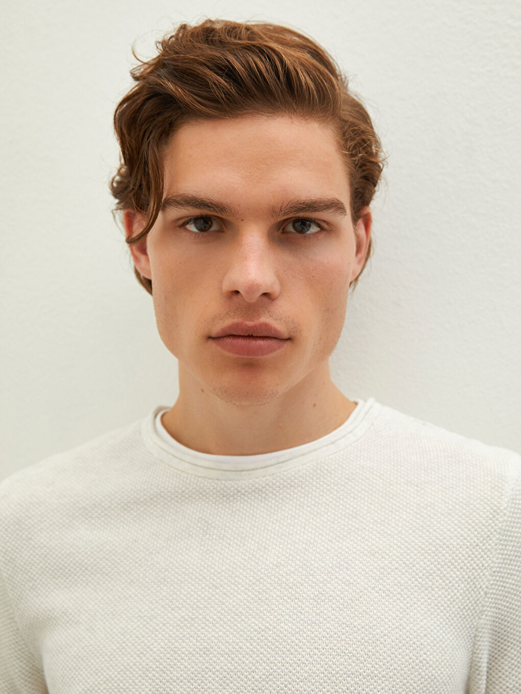 Crew Neck Long Sleeve Thin Men's Tricot Sweater-3