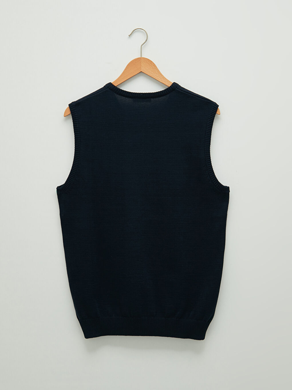 سترة صوفية بدون أكمام بياقة على شكل حرف V عادية للرجال-7