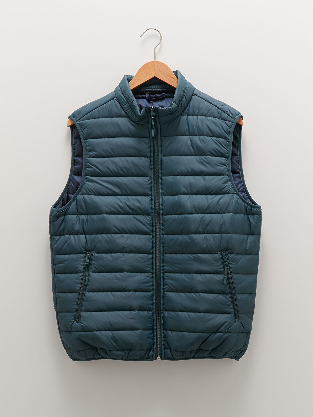 Petrol Slim Fit Dik Yaka İnce Erkek Yelek-5