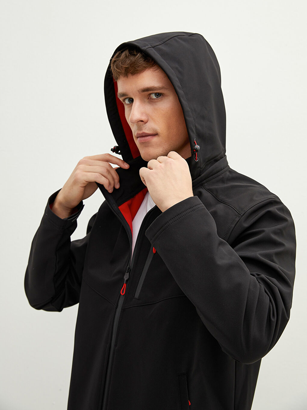 Palton Subțire Bărbătesc cu Glugă și Croială Largă-1