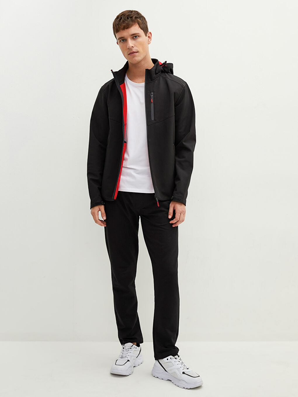 Palton Subțire Bărbătesc cu Glugă și Croială Largă-3