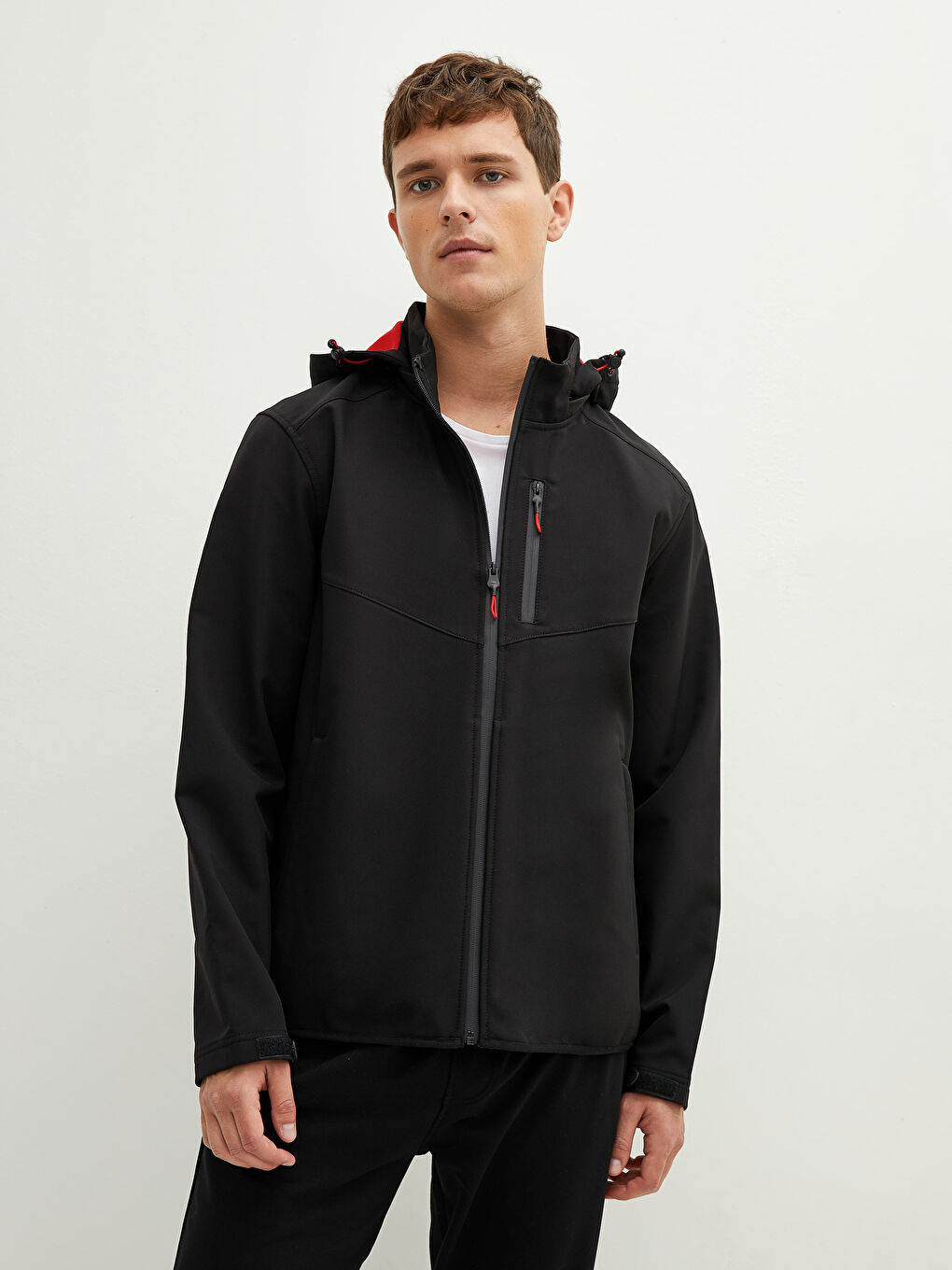 Palton Subțire Bărbătesc cu Glugă și Croială Largă-5