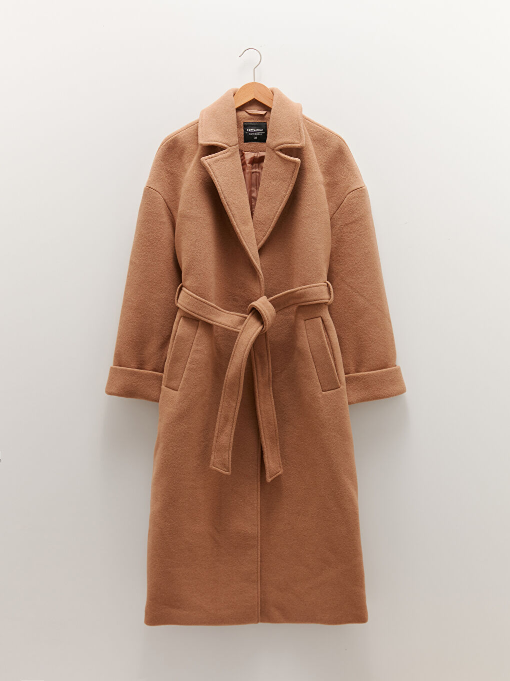Shirt Collar Straight Long Sleeved Pocket Detailed Women's Cachet Coat-6
