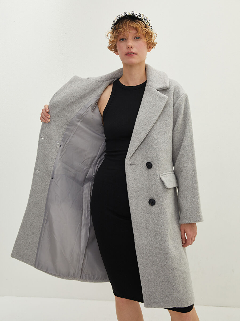 LCW Vision Jacket Collar Women's Cachet Overcoat -W10866Z8-LAL
