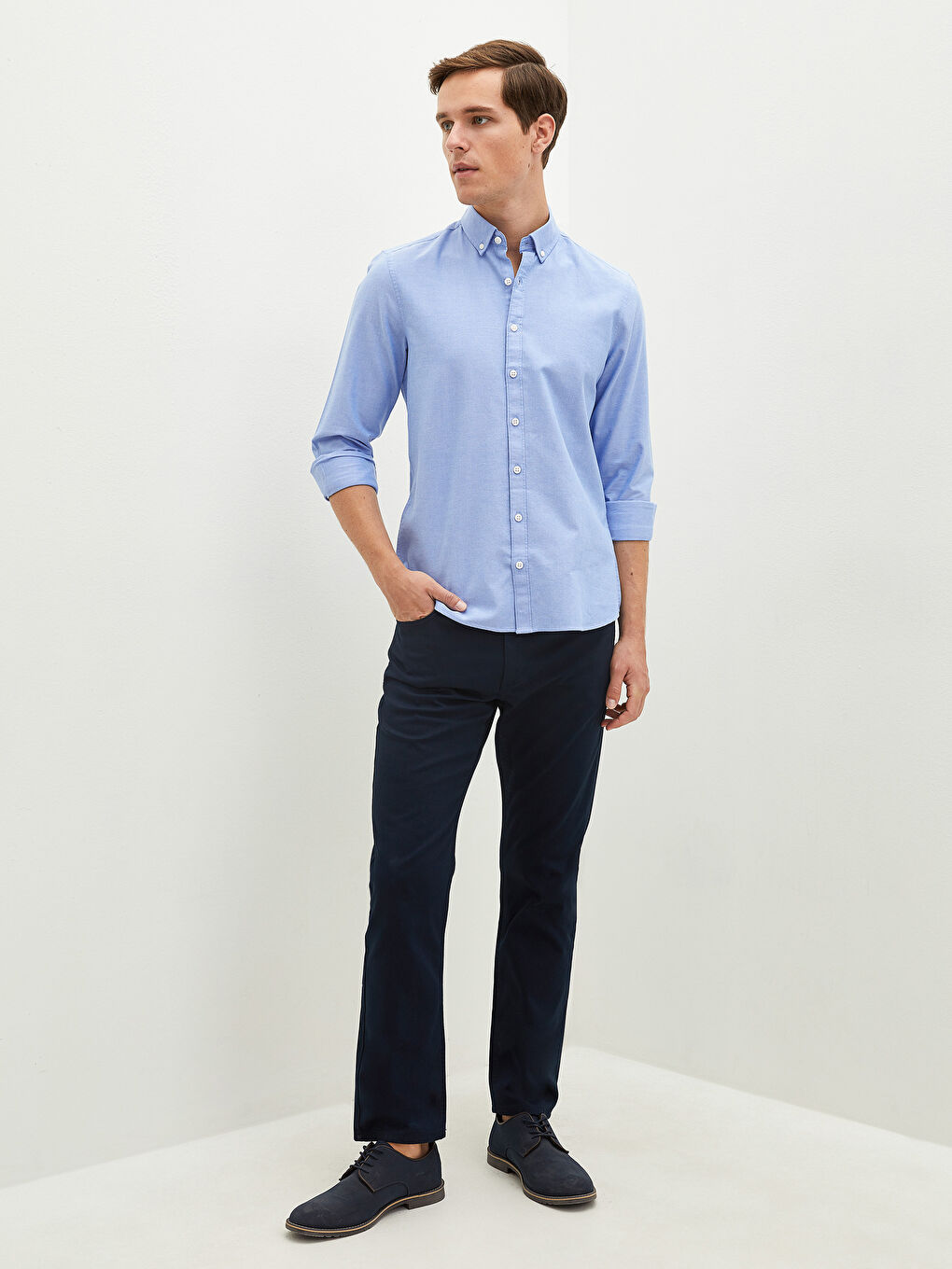 Chemise Oxford Slim Fit à Manches Longues pour Hommes-2