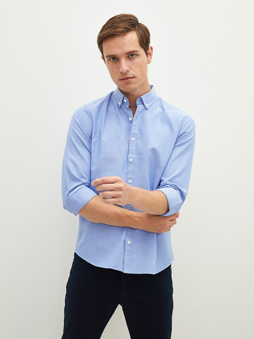 Chemise Oxford Slim Fit à Manches Longues pour Hommes-4