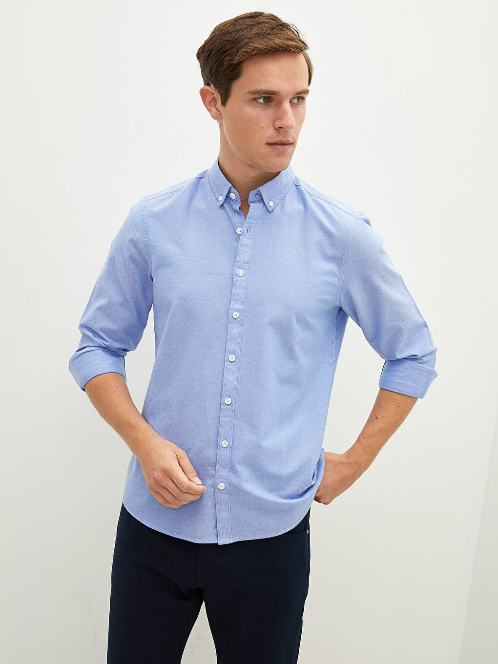 Chemise Oxford Slim Fit à Manches Longues pour Hommes